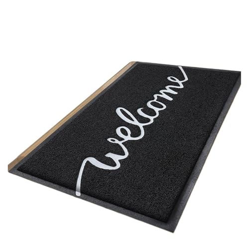 ZHOUXYFDC Anti Rutsch Matte Eingangstür-Bodenmatte, super saugfähig, Willkommens-Vordertür-Teppich, Dekoration, Heimteppich, niedriges Profil, Fußmatte(Black,40x60cm) von ZHOUXYFDC