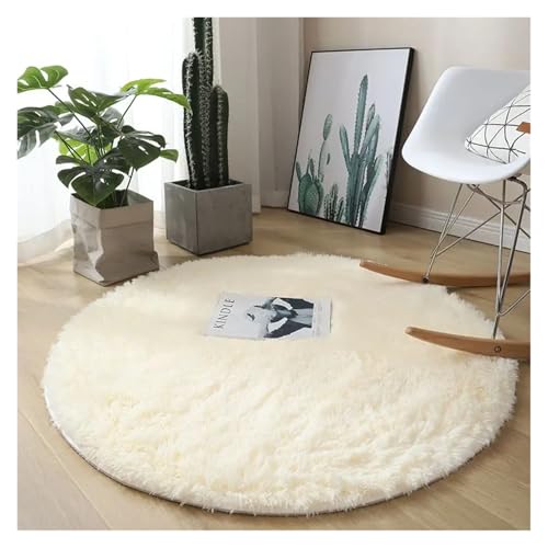 ZHOUXYFDC Anti Rutsch Matte Runder Plüschteppich, Wohnzimmerdekoration, Kinderzimmer, Flauschiger weißer Teppich, rutschfeste Decke, Nachttisch-Design, Spielmatte(Brown,120cm Diameter) von ZHOUXYFDC