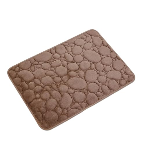 ZHOUXYFDC Anti Rutsch Matte rutschfeste 3D-Badezimmermatte mit Kopfsteinpflaster-Prägung, Badematten, saugfähig, Fußmatte, Teppich, Tür, Fußmatten, maschinenwaschbar, schnelltrocknend(Coffee) von ZHOUXYFDC