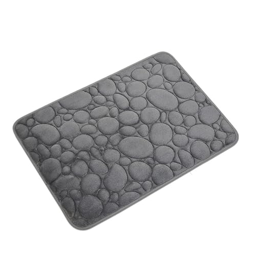 ZHOUXYFDC Anti Rutsch Matte rutschfeste 3D-Badezimmermatte mit Kopfsteinpflaster-Prägung, Badematten, saugfähig, Fußmatte, Teppich, Tür, Fußmatten, maschinenwaschbar, schnelltrocknend(Dark Gray) von ZHOUXYFDC