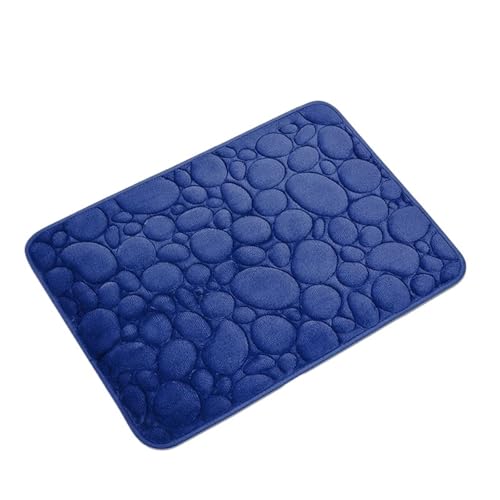 ZHOUXYFDC Anti Rutsch Matte rutschfeste 3D-Badezimmermatte mit Kopfsteinpflaster-Prägung, Badematten, saugfähig, Fußmatte, Teppich, Tür, Fußmatten, maschinenwaschbar, schnelltrocknend(Deep Blue) von ZHOUXYFDC