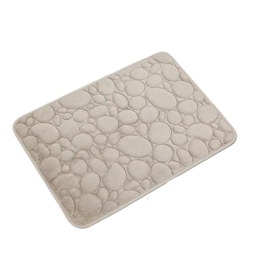 ZHOUXYFDC Anti Rutsch Matte rutschfeste 3D-Badezimmermatte mit Kopfsteinpflaster-Prägung, Badematten, saugfähig, Fußmatte, Teppich, Tür, Fußmatten, maschinenwaschbar, schnelltrocknend(Khaki) von ZHOUXYFDC