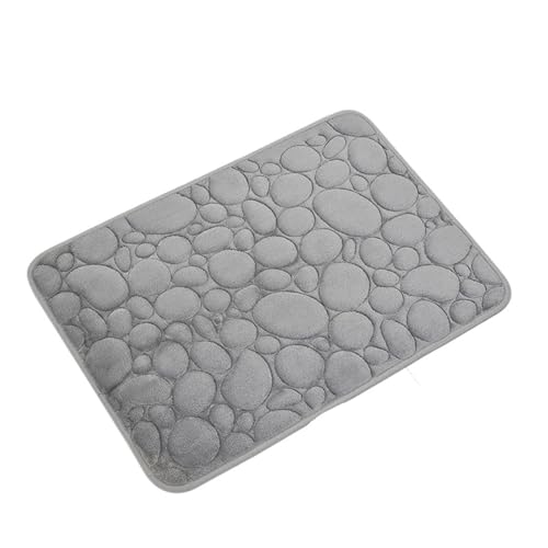 ZHOUXYFDC Anti Rutsch Matte rutschfeste 3D-Badezimmermatte mit Kopfsteinpflaster-Prägung, Badematten, saugfähig, Fußmatte, Teppich, Tür, Fußmatten, maschinenwaschbar, schnelltrocknend(Light Gray) von ZHOUXYFDC