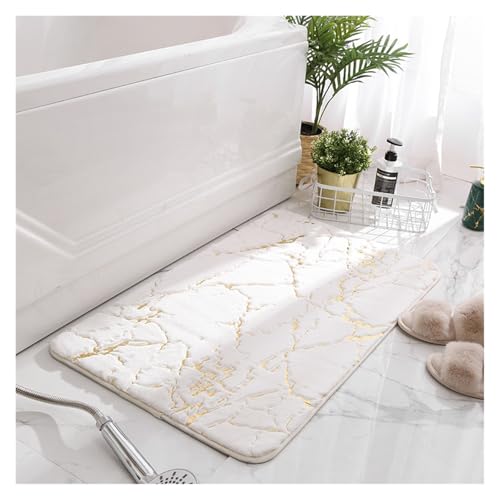 ZHOUXYFDC Anti Rutsch Matte rutschfeste Badezimmermatte Kaninchen Rosa Schwarz Badematte 40x60cm 50x80cm Dusche Badezimmer Teppich Tolite Bodenteppich WC-Matte(Marble Cream White,50x80cm) von ZHOUXYFDC