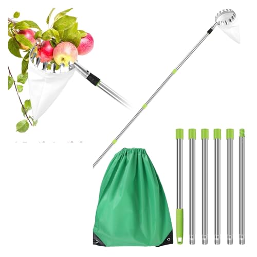 ZHOUXYFDC Apfelpflücker 3,2 M Obstpflücker Werkzeug Metall Gartenarbeit Obstgarten Pflücken Werkzeug Mit Lagerung Tasche Obst Catcher(2.4M) von ZHOUXYFDC