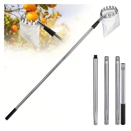 ZHOUXYFDC Apfelpflücker Edelstahl Spleißen Stange Obst Picker 1.6/2.4/3.2/4M Teleskop Pole Picking Werkzeug(1.6M Fruit Picker) von ZHOUXYFDC