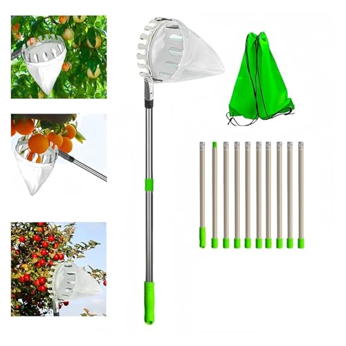 ZHOUXYFDC Apfelpflücker Obstpflücker Stange Aufbewahrungstasche Edelstahl Obst Obstgarten Picking Tool(3.2m) von ZHOUXYFDC