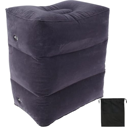 ZHOUXYFDC Aufblasbare Fußstütze Kissen Inflatable Footrest Pillow Portable Travel Foot Pad 3 Layer Height Adjustable Airplane Train Car Bus Kids Bed Foot Rest Pad(Dark Blue) von ZHOUXYFDC