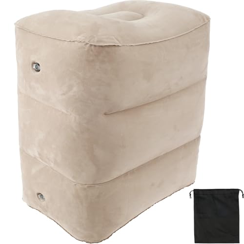 ZHOUXYFDC Aufblasbare Fußstütze Kissen Inflatable Footrest Pillow Portable Travel Foot Pad 3 Layer Height Adjustable Airplane Train Car Bus Kids Bed Foot Rest Pad(Grey) von ZHOUXYFDC
