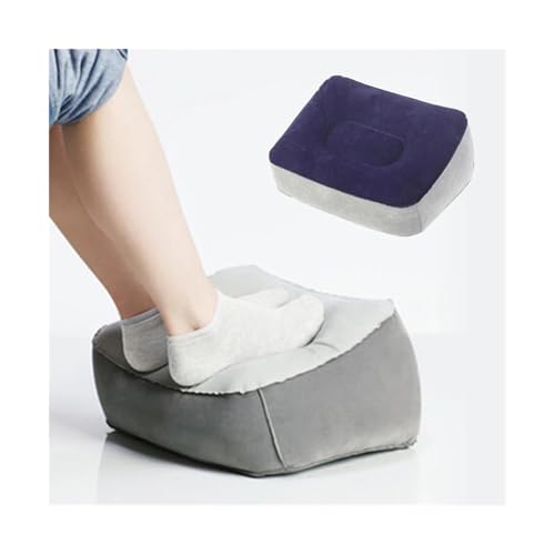 ZHOUXYFDC Aufblasbare Fußstütze Kissen PVC Inflatable Travel Footrest Flocked Pillow Grey Blue Footstool for Office Home Relax Camping(Blue) von ZHOUXYFDC