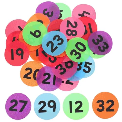ZHOUXYFDC Schlüsselkasten 1 Set 36 Stück Teppichmarker, farbige Zahlenaufkleber, Zahlenboden for Klassenzimmer, Punkte, Etiketten, Linien, Flecken, runder Teppich von ZHOUXYFDC