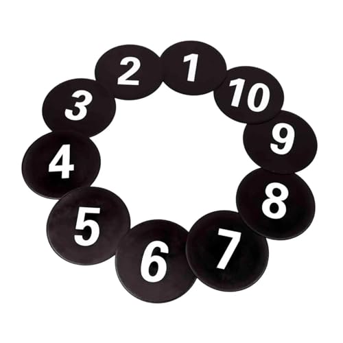ZHOUXYFDC Schlüsselkasten 10x Nummerierte Bodenpunktmarkierungen Trittmatte Flache Scheibenmarkierungen for Spielfeldboden Indoor Outdoor Fußballtraining Sportaktivitäten(Black) von ZHOUXYFDC