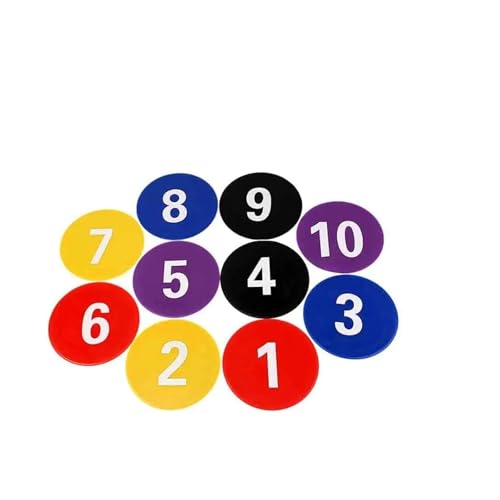 ZHOUXYFDC Schlüsselkasten 10x Nummerierte Bodenpunktmarkierungen Trittmatte Flache Scheibenmarkierungen for Spielfeldboden Indoor Outdoor Fußballtraining Sportaktivitäten(Colorful) von ZHOUXYFDC