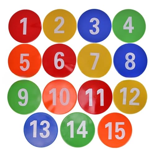 ZHOUXYFDC Schlüsselkasten Sport-Nummernmarkierungen 1 bis 15, Teppich-Nummernmarkierungen mit 5 Hellen Farben for das Fußballtraining(Mix Color) von ZHOUXYFDC
