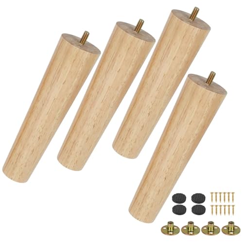ZHOUXYFDC Tischbeine Massivholz-Möbelbeine-Set, 8/15/20 cm Höhe, Möbelfüße, schräger Kegel, for Sofa, Bett, Schrank, Tisch und Stuhl, Ersatz-Sofabein(15cm high 4PCS) von ZHOUXYFDC