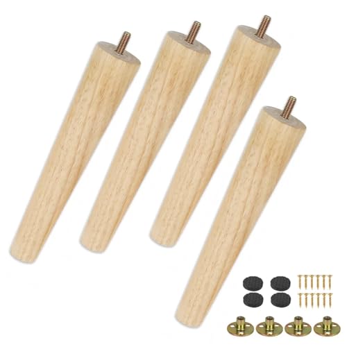 ZHOUXYFDC Tischbeine Massivholz-Möbelbeine-Set, 8/15/20 cm Höhe, Möbelfüße, schräger Kegel, for Sofa, Bett, Schrank, Tisch und Stuhl, Ersatz-Sofabein(H20cm 4PCS) von ZHOUXYFDC