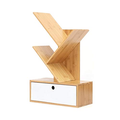 ZHOUYING Bücherregal, Schreibtisch-Zeitungsständer in Baumform, 1 Schublade, Schlafzimmer-Aufbewahrungsständer aus Holz von ZHOUYING