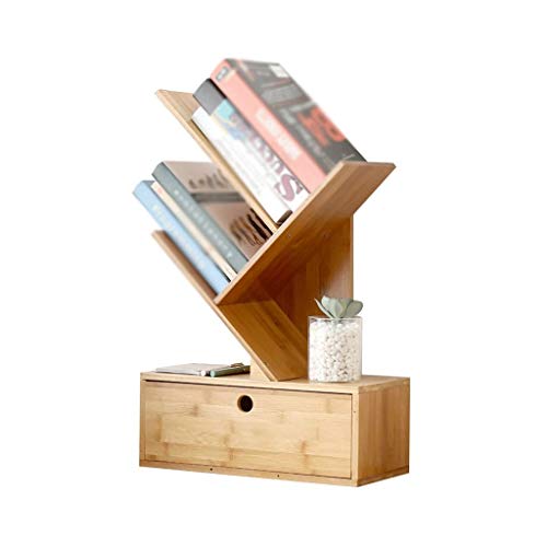 ZHOUYING Bücherregal, Schreibtisch-Zeitungsständer in Baumform, 1 Schublade, Schlafzimmer-Aufbewahrungsständer aus Holz von ZHOUYING