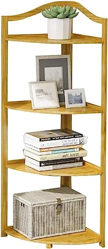 ZHOUYING Bücherregal aus Bambus, dreieckiger Rahmen, Eckwohnzimmer, Eckregal aus Massivholz, Stauraum für zu Hause von ZHOUYING