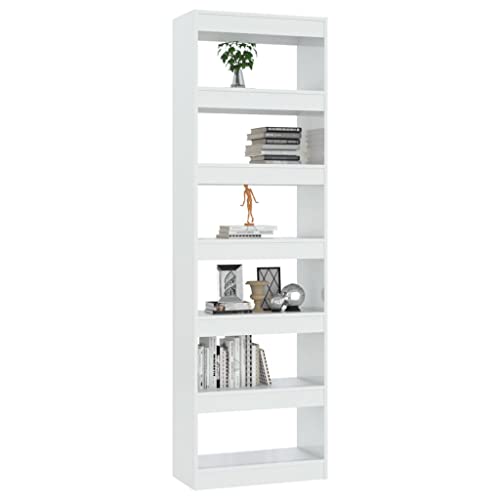 ZHOUYING Bücherregal mit 7 Ebenen, 200 cm hohes Bücherregal mit offenen Regalen, freistehender Präsentationsregal für Wohnzimmer, Schlafzimmer – Weiß glänzend von ZHOUYING