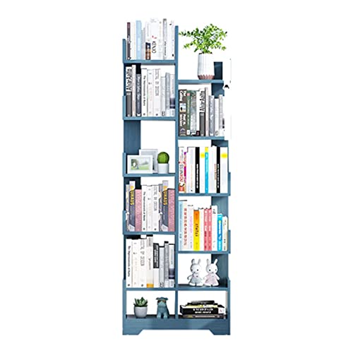 ZHOUYING Bücherregale Aufbewahrungsregale aus Holz, Präsentationsregale, blaues Bücherregal mit Aufbewahrungswürfel für Kinder, Bücherregal für Schlafzimmer und Wohnzimmer von ZHOUYING