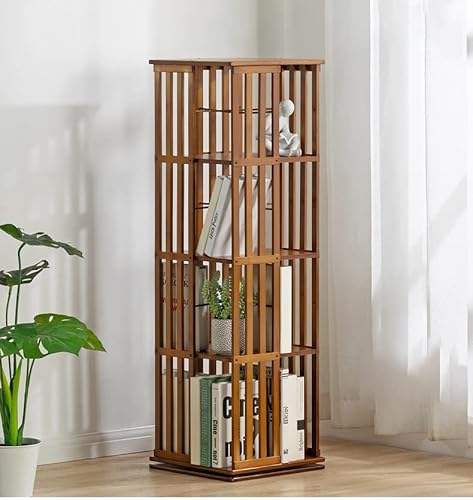 ZHOUYING Drehbares Aufbewahrungsregal aus Bambus – 360° drehbares Bücherregal mit offenem Design für Wohnzimmer, Arbeitszimmer und Büro. Bequemes Jubiläum von ZHOUYING
