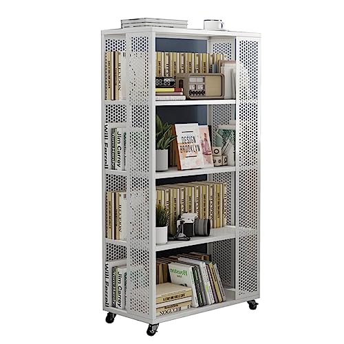 ZHOUYING Flexible Bücherregale 360° mit Rollen, stehendes Bücherregal, einfaches Metall-Bücherregal für Wohnzimmer und Schlafzimmer, Eckregal, perfekte Möbel von ZHOUYING
