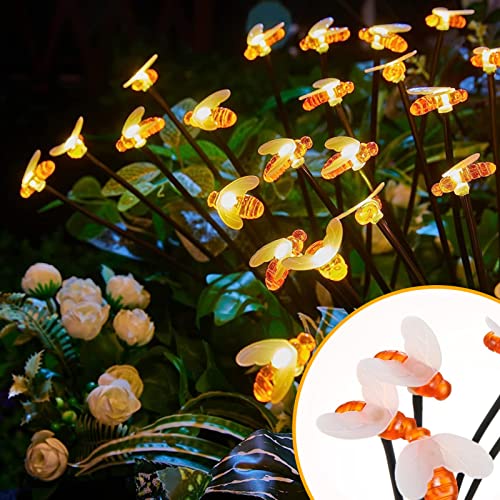 ZHOUYIYI Solar Garten Lichter 2 Pack 10 LED Solar Biene Glühwürmchen Lichter, Sway durch Wind, wasserdicht Solar dekorative Lichter, Solar Outdoor Lichter für Hof Terrasse Gehweg Dekoration von ZHOUYIYI