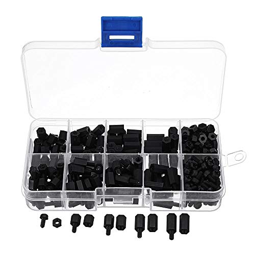 ZHOUYUFAN M3NH1 M3 Nylon-Schrauben, schwarze Sechskant-Schrauben, Muttern, Nylon, PCB, Abstandsbolzen, Sortimentskit, 300 Stück ZHOUYUFAN M3NH1 M3 Nylon-Schrauben, schwarze Sechskant-Schrauben, Muttern, Nylon, PCB, Abstandsbolzen, Sortimentskit, 300 Stück von ZHOUYUFAN