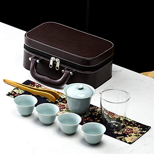 ZHOUYUFAN Reise-Tee-Set aus Steingut, tragbar, für den Außenbereich, vier Tassen Kung-Fu-Tee-Geschenk (Farbe: Ruyao) von ZHOUYUFAN