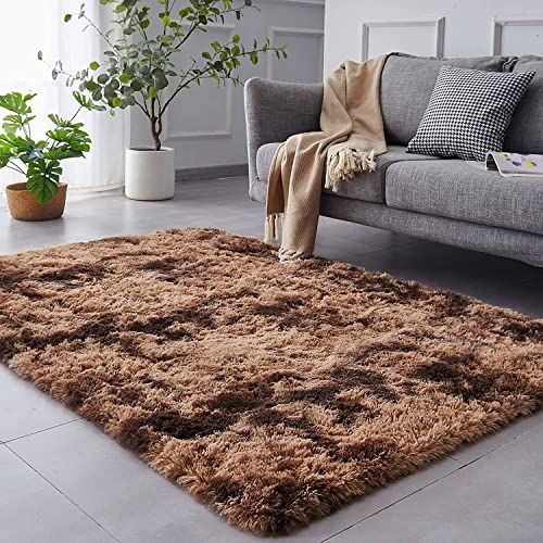 ZHOUZEKAI-Teppich wohnzimmerteppich Langflor - Teppiche für Wohnzimmer flauschig Shaggy Schlafzimmer Bettvorleger/Outdoor Carpet,Sofa Matte (Kaffee, 120 x 160 cm) von ZHOUZEKAI
