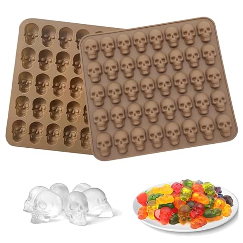 2 Stücke Eiswürfelform Totenkopf Silikon Eiswürfel Totenkopf Schokoladenform Silikon Silikonform Für Süßigkeiten Silikon Pralinenform Set Für Eiswürfelformen Für Whisky, Cocktails, Getränke von ZHOUZHUCHEN