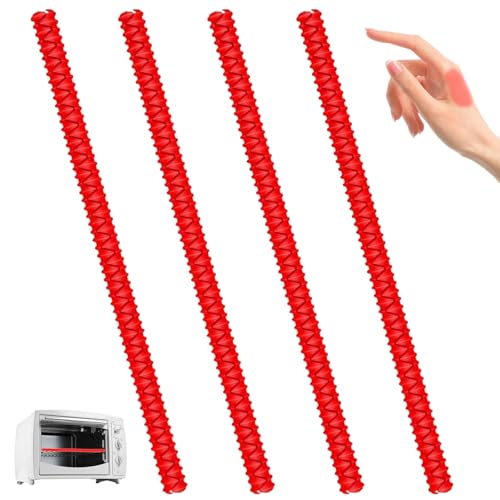 4 Stück Silikon-Ofenrostschutz, Silikon Backofen Gitter Schutz, Ofenschutz Silikon HitzebestäNdig, Silikon Backofen Rack Schutz Ofenrost-Kantenschutz HitzebestäNdig Zum Schutz Vor Verbrennungen（Rot） von ZHOUZHUCHEN