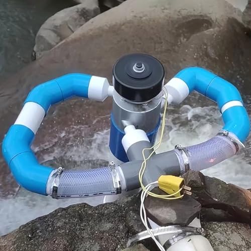 ZHOZHUT 1KW Kleiner Wasserturbinen-Wasserkraftgenerator 220V Micro Hydroelectric Generator Mit Drei 50-mm-Einlassfittings, Reinkupferspule, Wasserkraft Generator Für Beleuchtung, Aufladung,1000w,220V von ZHOZHUT