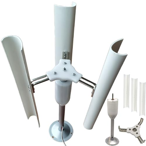 ZHOZHUT DIY Vertikaler 3-Blatt-Windgenerator-Modell 20W Dreiphasiger Bürstenloser Permanentmagnet-Generator 15V Generatoren Mit Reinem Kupferkern Für Experimente, Dekoration, Beleuchtung,Weiß von ZHOZHUT
