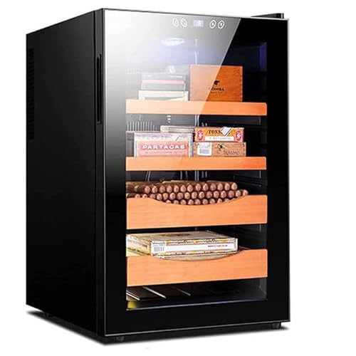 Elektrischer Zigarren-Humidor-Kühler, 70 L Zigarren-Humidor-Schrankbox, intelligenter elektronischer Zigarrenschrank, mit abnehmbarem Zedernholzregal,Black-1cigarbasket+3boxracks von ZHPPED