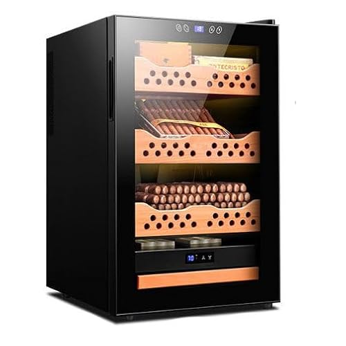 Elektrischer Zigarren-Humidor-Kühler, 70 L Zigarren-Humidor-Schrankbox, intelligenter elektronischer Zigarrenschrank, mit abnehmbarem Zedernholzregal,Black-3cigarbasket von ZHPPED