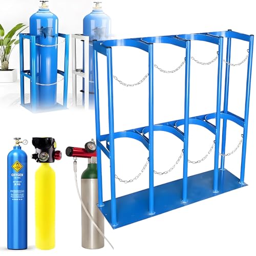 Gasflaschenhalterständer - Hochleistungs-Sauerstoffflaschengestell aus Stahl zur Lagerung - Feste Basis für CO2- und andere Gasflaschen in Fabrik, Werkstatt oder Garage,Blue-115x31x100cm Gasflaschenhalterständer - Hochleistungs-Sauerstoffflaschengestell aus Stahl zur Lagerung - Feste Basis für CO2- und andere Gasflaschen in Fabrik, Werkstatt oder Garage,Blue-115x31x100cm von ZHPPED