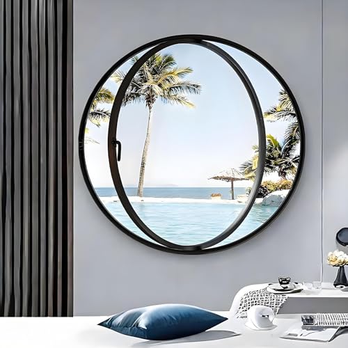 Runde drehbare Glasfenster – 360° drehbare Lüftungsfenster – 40 50 60 70 80 100 cm große flächenbündige Schuppenfenster – Wohnmobilfenster mit gehärtetem Glas,Black-B-90cm von ZHPPED