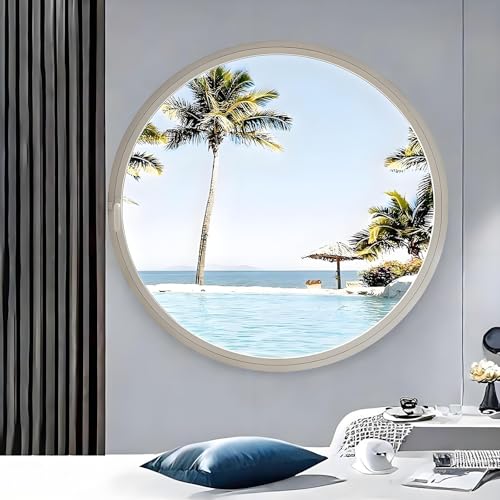 Runde drehbare Glasfenster – 360° drehbare Lüftungsfenster – 40 50 60 70 80 100 cm große flächenbündige Schuppenfenster – Wohnmobilfenster mit gehärtetem Glas,White-B-80cm von ZHPPED