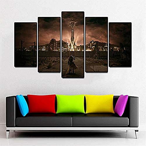 ZHRMGHG 5 Teilig Leinwand Wanddeko Fallout New Vegas Gerahmt Malerei Leinwanddrucke Geschenk 5 Stück Leinwand Bilder Moderne Wandbilder XXL Wohnzimmer Wohnkultur von ZHRMGHG