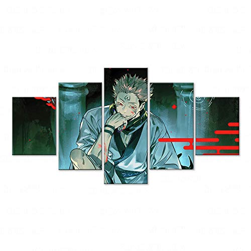 ZHRMGHG 5 Teilig Leinwand Wanddeko Sukuna Jujutsu Kaisen Animation Gerahmt Malerei Leinwanddrucke Geschenk 5 Stück Leinwand Bilder Moderne Wandbilder XXL Wohnzimmer Wohnkultur 150X80Cm von ZHRMGHG