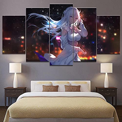 ZHRMGHG 5 Teilig Leinwand Wanddeko Vorsicht Mädchen Gerahmt Malerei Leinwanddrucke Geschenk 5 Stück Leinwand Bilder Moderne Wandbilder XXL Wohnzimmer Wohnkultur 150X80Cm von ZHRMGHG