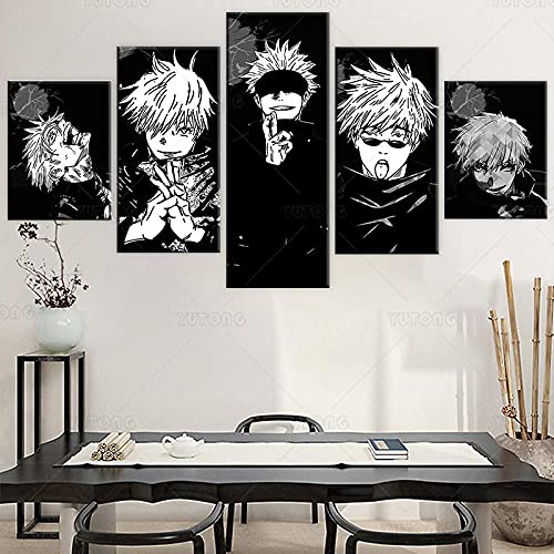 ZHRMGHG Jujutsu Kaisen Anime 5 Teilig Leinwand Hd Bilder Wandbilder Tapete Gemälde Leinwanddrucke Modern Wohnzimmer Kind Familienzimmer Dekoration Geschenk von ZHRMGHG