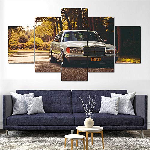 ZHRMGHG Merced Be N W126 Standauto  5 Teilig Leinwand Hd Bilder Wandbilder Tapete Gemälde Leinwanddrucke Modern Wohnzimmer Dekoration Geschenk Landschaft Die Stadt Tier Animation von ZHRMGHG