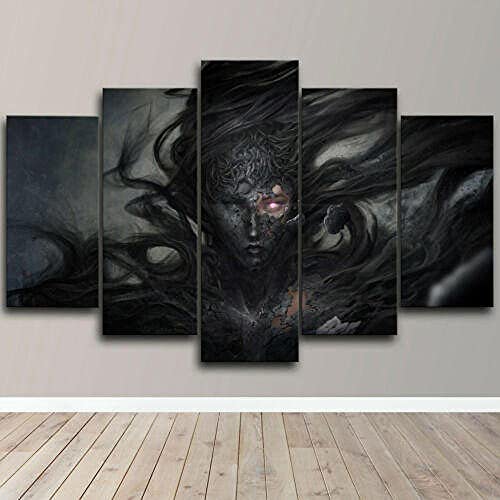 ZHRMGHG Print Canvas 5 Teilig Sexy Gothic Devil Girl Metamorphosis Leinwand Art Wandgemälde Für Home Wohnzimmer Büro Trendig Eingerichtet Dekoration Geschenk (Mit Rahmen) von ZHRMGHG