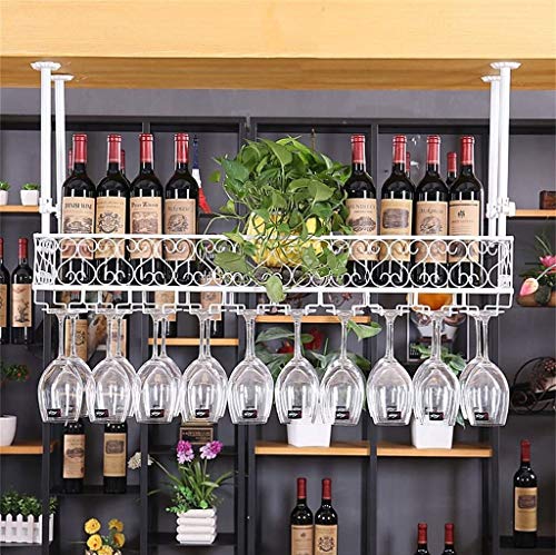 ZHSYXLB Bar Unit Schwebende Regale Wandmontierte Weinregale, Weinflaschenhalter Deckenhängendes Metalleisen Weinglasregal Becher Stemware Racks (Color : White, Size : 60×25cm(24×10inch)) von ZHSYXLB