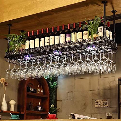 ZHSYXLB Decken-Eisen-Weinregal, höhenverstellbar, an der Decke montierter Weinflaschenhalter zum Aufhängen, Umgedrehtes Champagnerglas-Rack, Weinkelch-Rack, Bar-Heimdekoration von ZHSYXLB