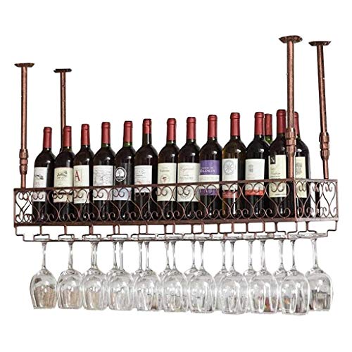 ZHSYXLB Decken-Weinregal, Weinglashalter, Glaskelch-Aufbewahrungshalter, hängendes Dekorationsregal, Weinflaschenhalter aus Metall im Vintage-Stil (Size : 60×25cm(24×10inch)) von ZHSYXLB