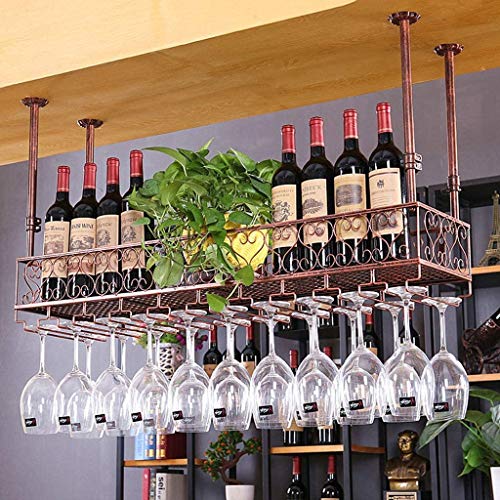 ZHSYXLB Decken-Weinregal mit umgedrehtem Glashalter, einfacher Vintage-Stil aus Eisen zum Aufhängen von Weingläsern, Deckendekoration, Regal für Bars, Restaurants, Küchen von ZHSYXLB